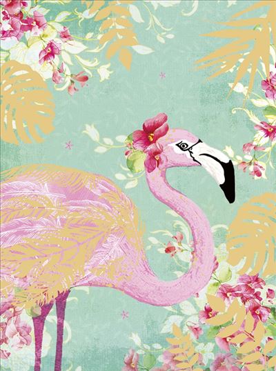 Pack of 10 Flamingo Design Blank Open Greeting Cards