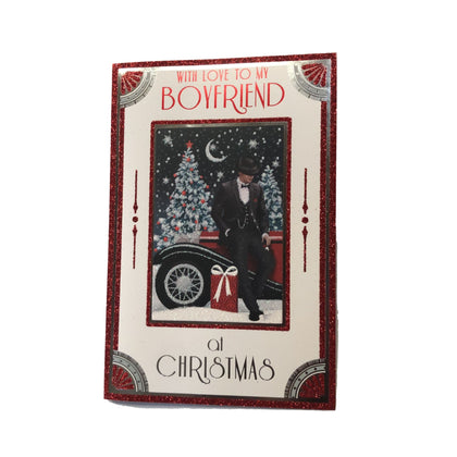With Love To My Boyfriend Glitter Finished Christmas Card
