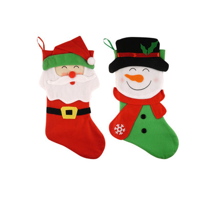 Snowman Santa Design Christmas Stocking 48cm