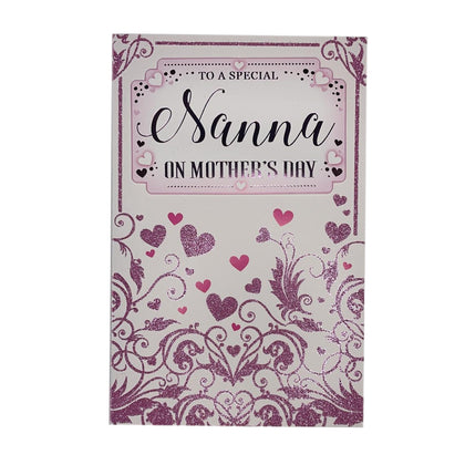 To A Special Nanna Glitter Hearts Design Mother's Day Card