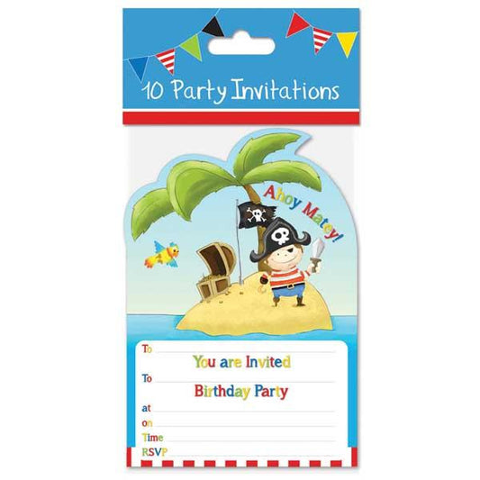 Pack of 10 Invitation Cards Pirates Design