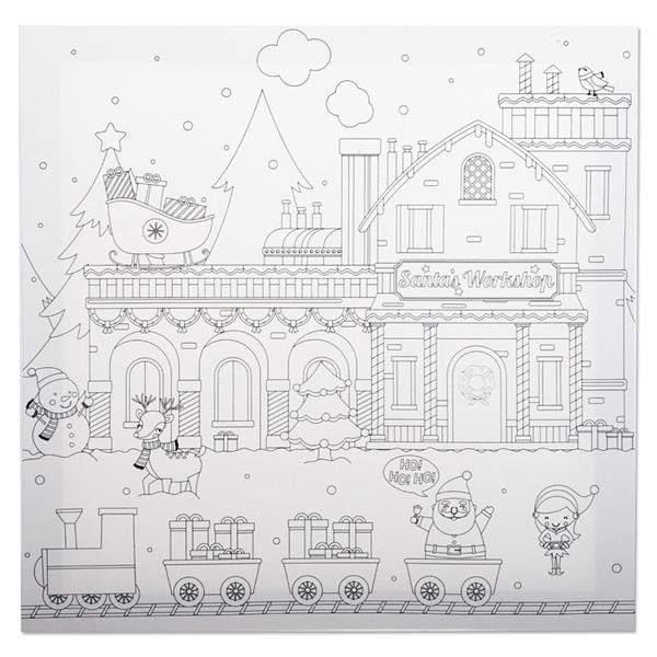 Colour My Christmas Edition Santa's Workshop Design Canvas 300 x 300mm by Icon Art