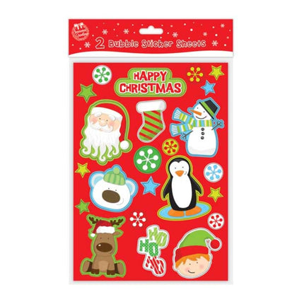 2 A4 Sheets of Christmas Bubble Stickers
