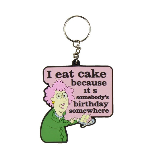 Aunty Acid Rubber Keyring I Eat Cake