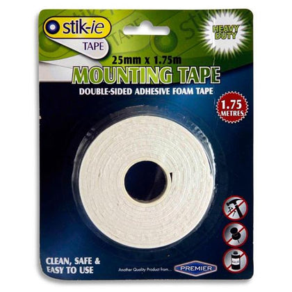 25mm X 1.75m Double Sided Mounting Tape by Stik-ie