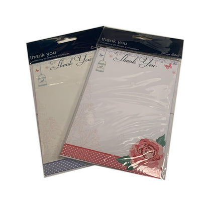 Pack of 20 Floral Bird Cage Design Thank You Sheets with Envelopes