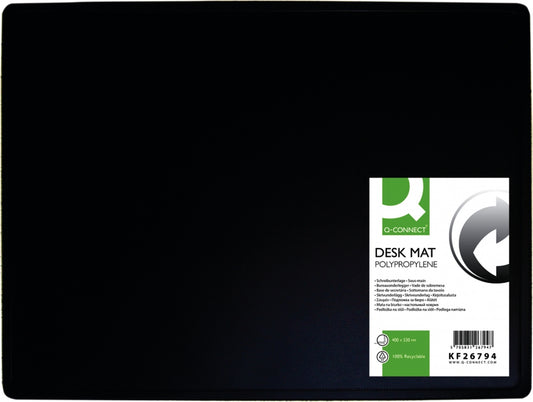 40x53cm Q-Connect Polypropylene Black Desk Mat With Non-Slip Surface