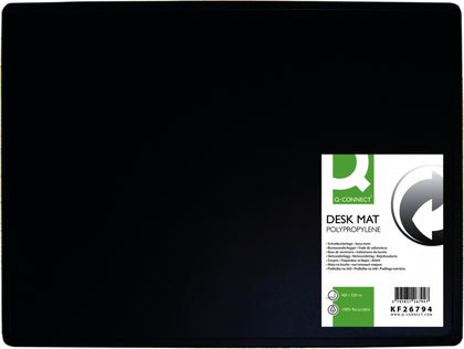 40x53cm Q-Connect Polypropylene Black Desk Mat With Non-Slip Surface