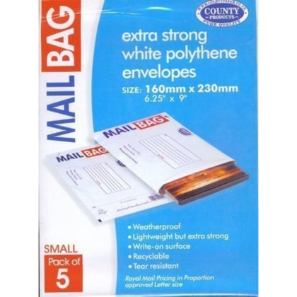 Pack of 5 Small Strong Polythene Mail Bag