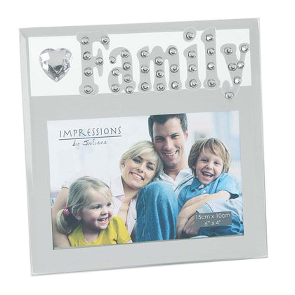 FAMILY Mirror & Crystal Photo Frame With Cutout Letters