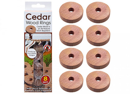 Pack of 8 Genuine Cedar Wood Rings
