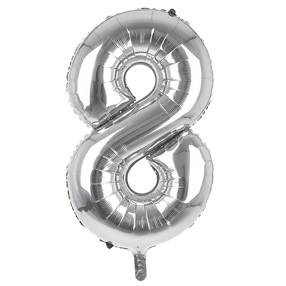 Giant Foil Silver 8 Number Balloon