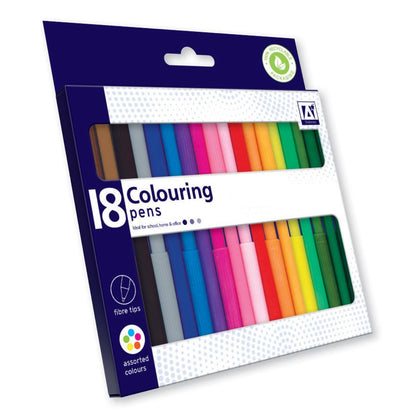 Pack of 18 Fibretips Colouring Pens