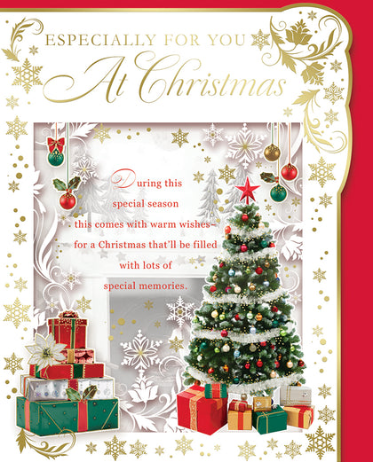 Box of 24 Christmas Tree and Wine Bottle Design Luxury Portrait Christmas Cards With Envelopes