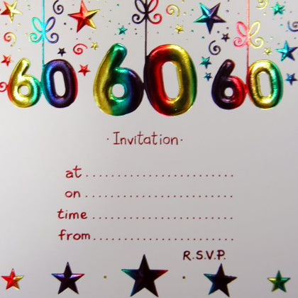 60th Birthday Party Invitation Pack Of 10