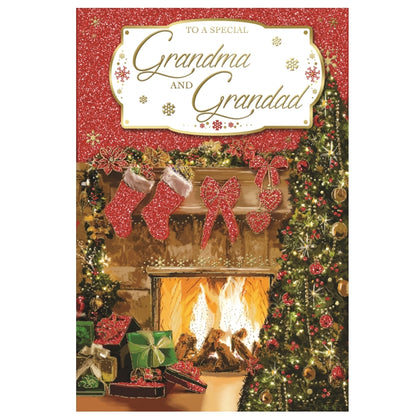 To a Special Grandma and Grandad Amazing Glitter Finished Christmas Card