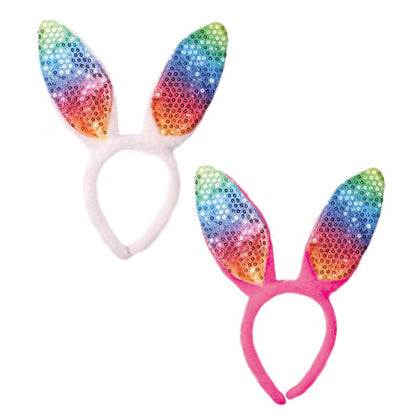 Easter Rainbow Sequin Bunny Ears Headband