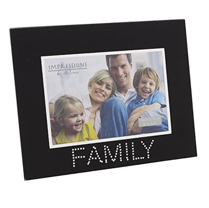 Black Glass The Family Photo Picture Frame 5x3.5