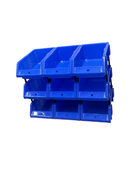 Stackable Blue Storage Pick Bin with Riser Stands 325x210x130mm