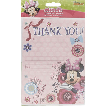 Pack of 20 Disney Minnie Mouse Thank You Sheets with Envelopes