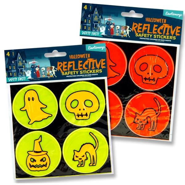 Pack of 4 Halloween High-visibility Reflective Safety Stickers by Emotionery