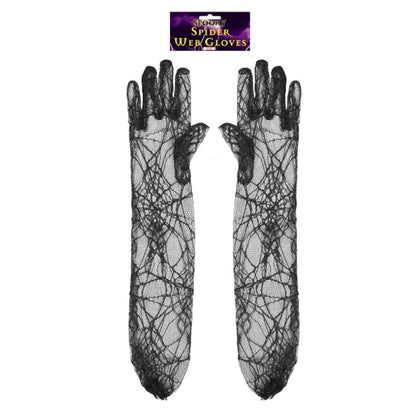 Halloween Spiders Web Black Adult Gloves 53cm