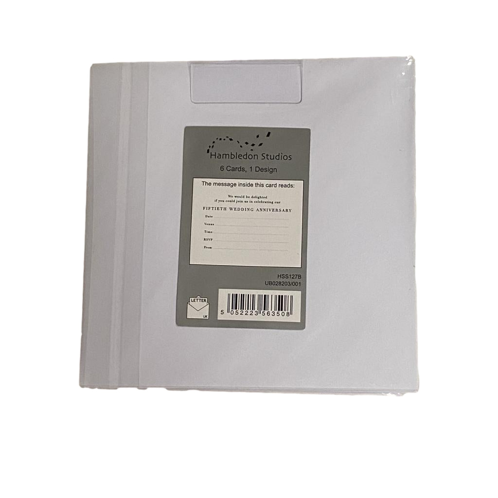 Pack of 6 Golden Wedding Anniversary Invitation Card 50 Years