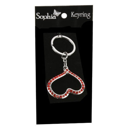 Female Keyring Gift For Her Heart with Red Crystals