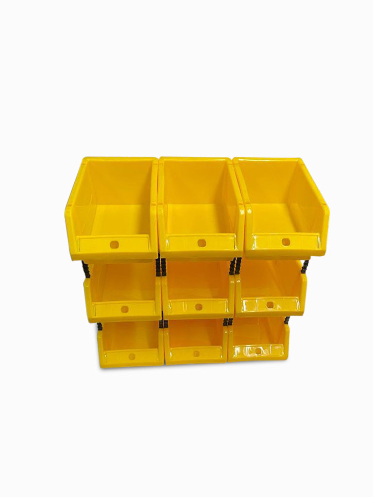 Set of 30 Stackable Yellow Storage Pick Bin with Riser Stands 245x158x108mm