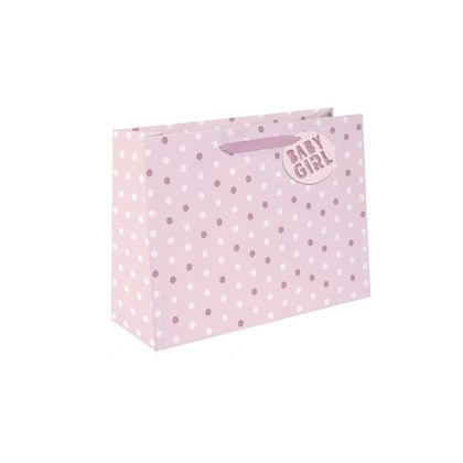 Pink Dot Design Medium Baby Girl Shopper Gift Bag