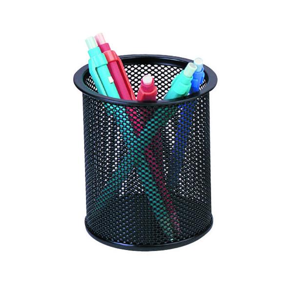 Q-Connect Mesh Desk Pen Pot Black 9 x 10cm