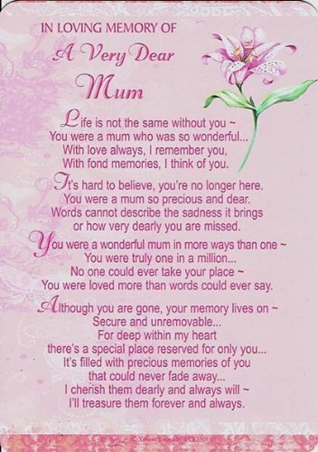 Xpress Mum Grave Card Bereavement/ Memoriam/ Memory/ Memorial/ Birthday/ Christmas