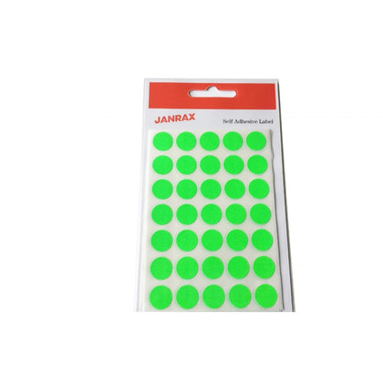 Pack of 140 Fluorescent Green 13mm Round Labels - Stickers
