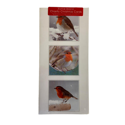 Pack of 6 Quality Charity Christmas Cards Xmas Robins Design