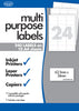 10 Sheets of Multipurpose Printer Labels TwentyFour/24 Per Sheet