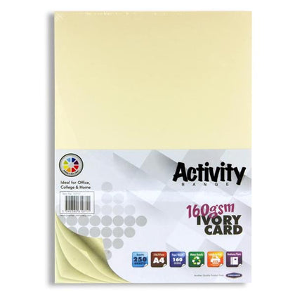 Pack of 250 Sheets A4 Ivory 160gsm Card by Premier Activity