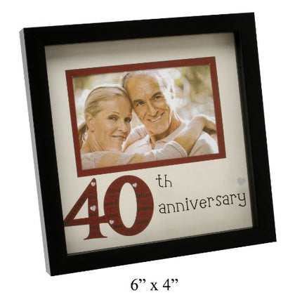 40th Anniversary Sentiment Symbols Black Photo Frame