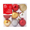 Pack of 9 Traditional Colours 4cm Baubles In PVC Box