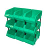 Set of 30 Stackable Green Storage Pick Bin with Riser Stands 245x158x108mm