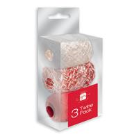 Pack of 3 Premium Christmas Red and White Twine Cops