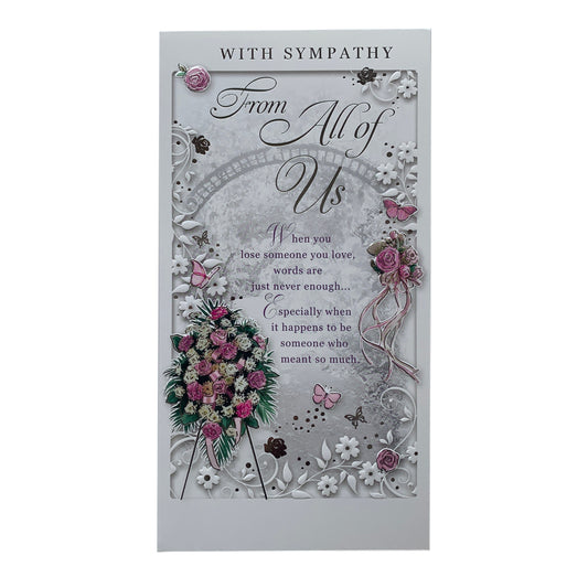 From All of Us Embossed Flowers Design Sympathy Opacity Card