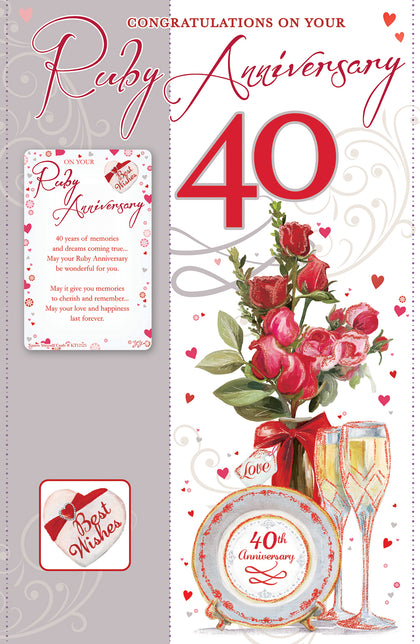 40th Ruby Anniversary Keepsake Treasures Congratulations Card