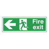 Safety Sign Fire Exit Running Man Arrow Left 150x450mm Self-Adhesive E97A/S