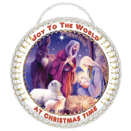 Joy to the World Nativity Christmas Hanging Plaque