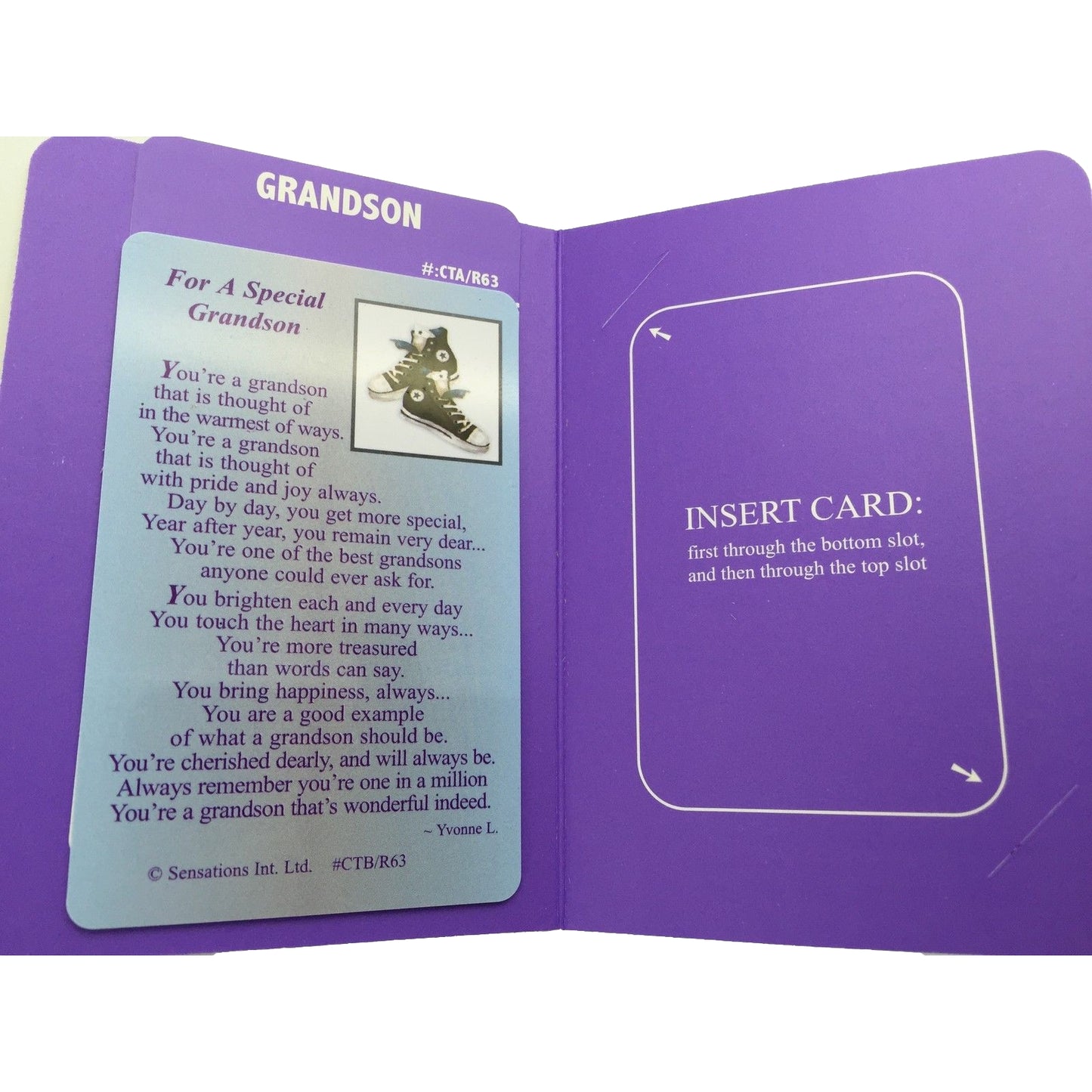 For A Special Grandson Sentimental Keepsake Wallet / Purse Card...
