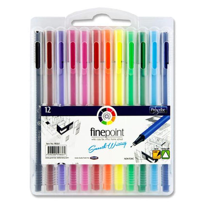 Box of 12 0.4mm Finepoint Triangular Felt Tip Pens by Pro:scribe