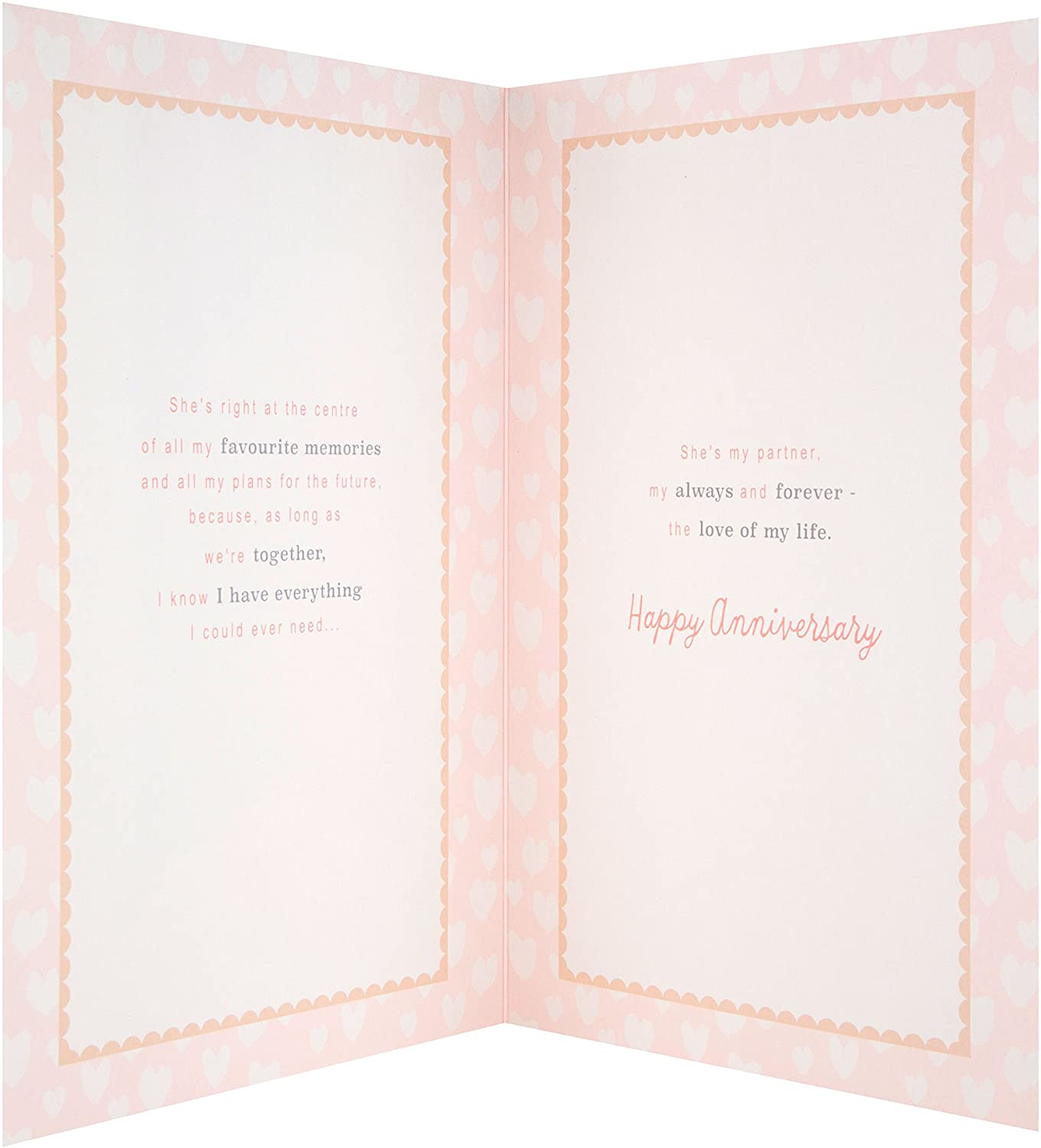 Glitter Finished Heart Design Wife Anniverssary Card