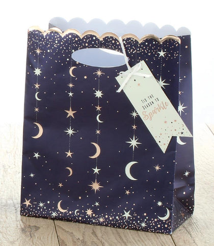 Midnight Stars Design Medium Christmas Gift Bag