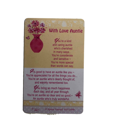Auntie Wallet Keepsake Card with Love
