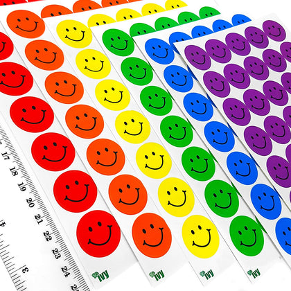 Pack of 420 23.5mm Assorted Colour Smiley Face Motivational Merit Award Stickers